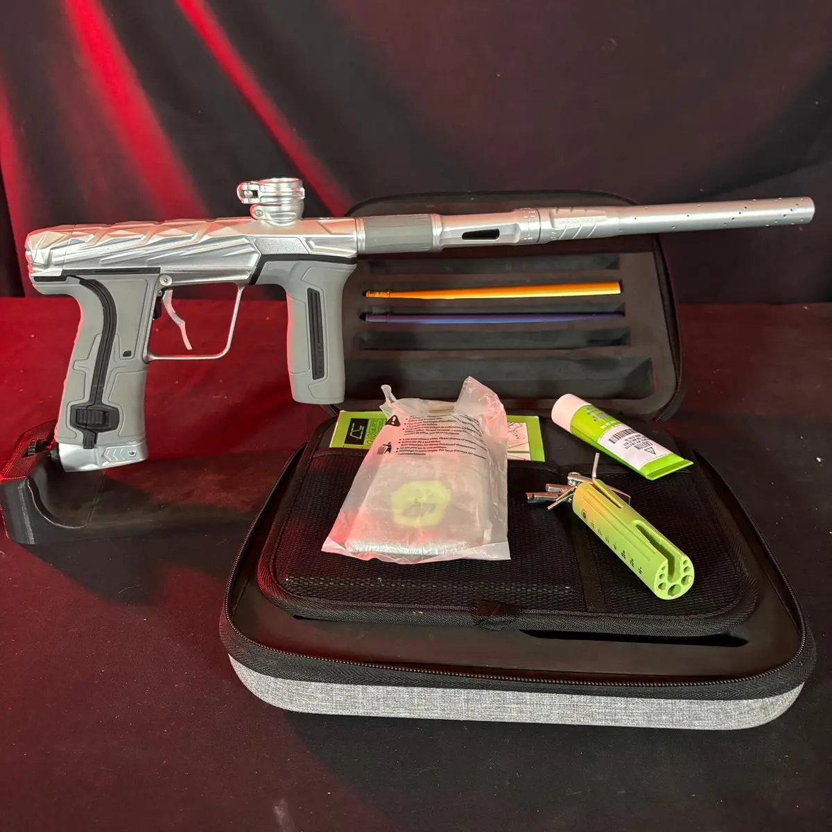 Used Planet Eclipse/Infamous Cs3 Paintball Gun - Pure (Silver) W/ Grey Grip Kit 1