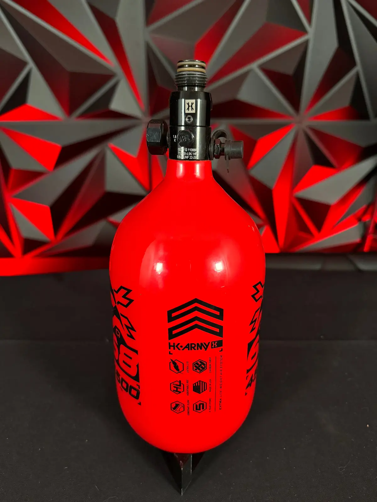 Used Hk Army Extra Lite 68/4500 Paintball Tank - Red W/Standard Reg 1