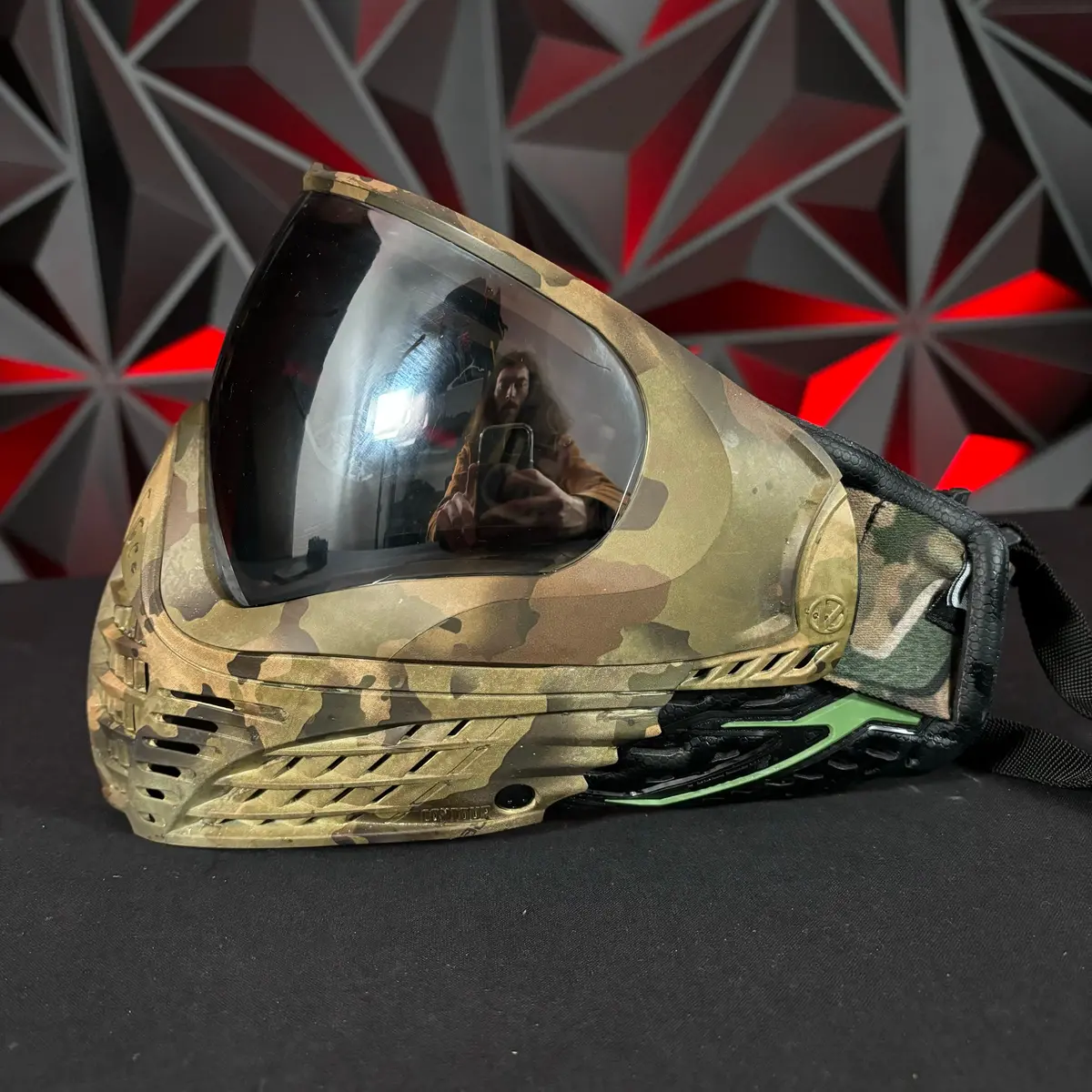 Used Virtue Vio Contour 2 Paintball Mask - Highland Camo W/Soft Goggle Bag 1