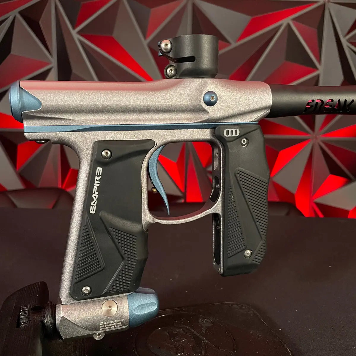 Used Empire Mini Gs Paintball Gun - Grey/Blue W/Freak Jr Barrel 1