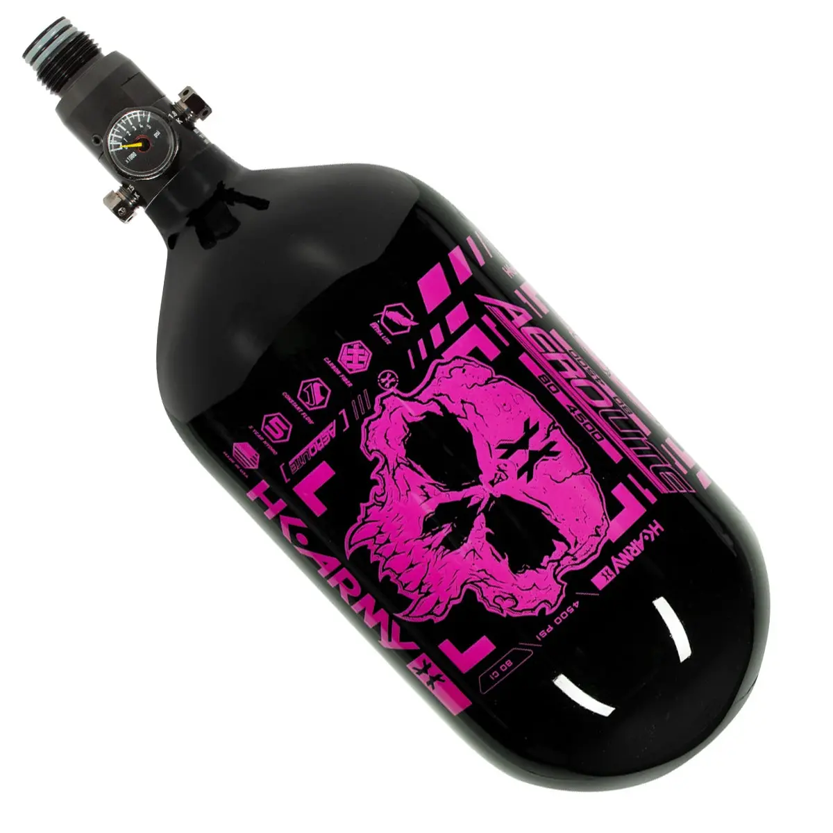Hk Army "Extra Lite" Carbon Fiber Tank - Standard Reg - Doom - 68/4500 Psi - Black/Neon Pink 1