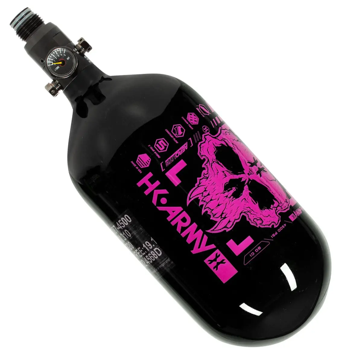 Hk Army "Extra Lite" Carbon Fiber Tank - Standard Reg - Doom - 80/4500 Psi - Black/Neon Pink (Hydro 02/2022) 2