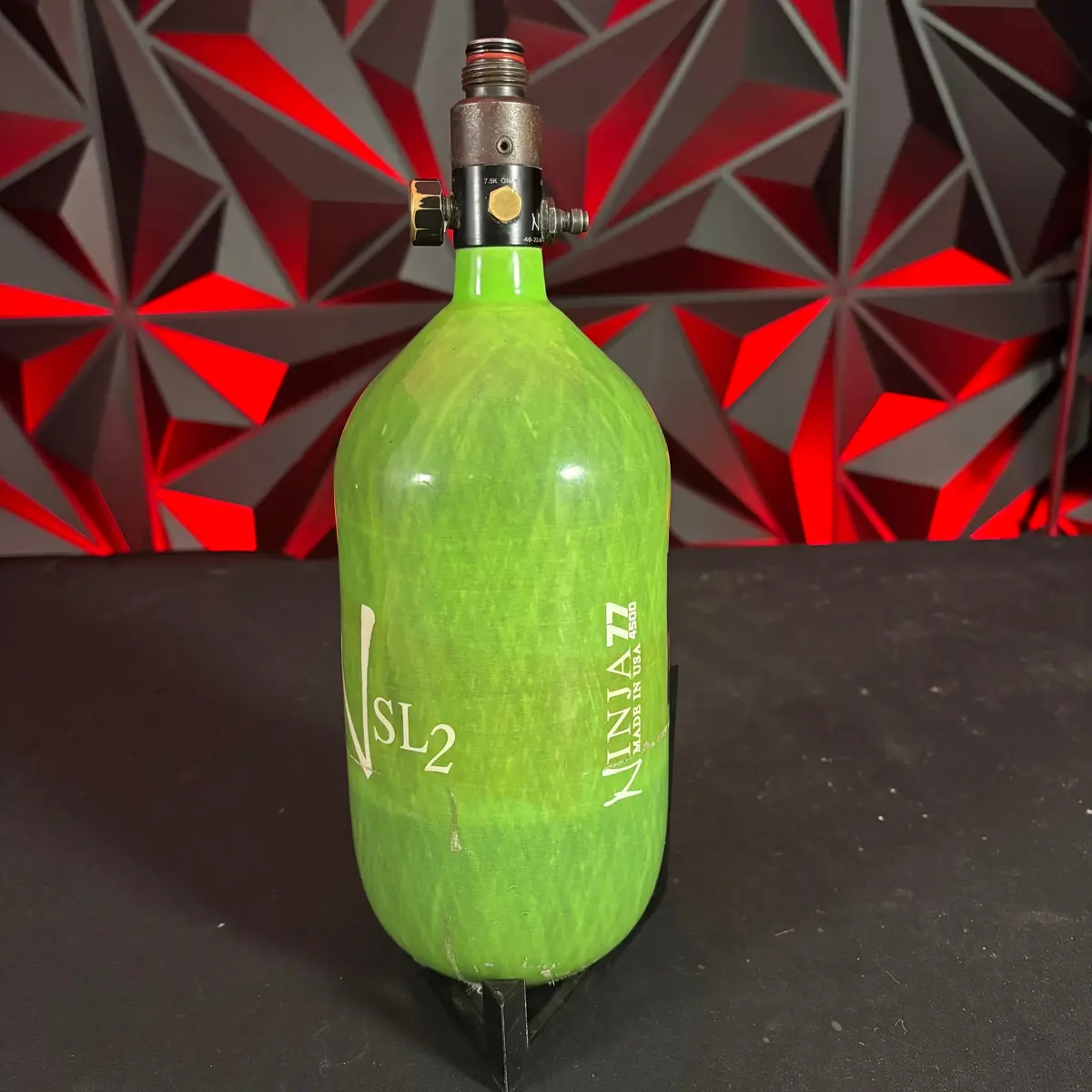 Used Ninja Sl2 77/4500 Paintball Tank - Lime/W Ninja Pro V2 1