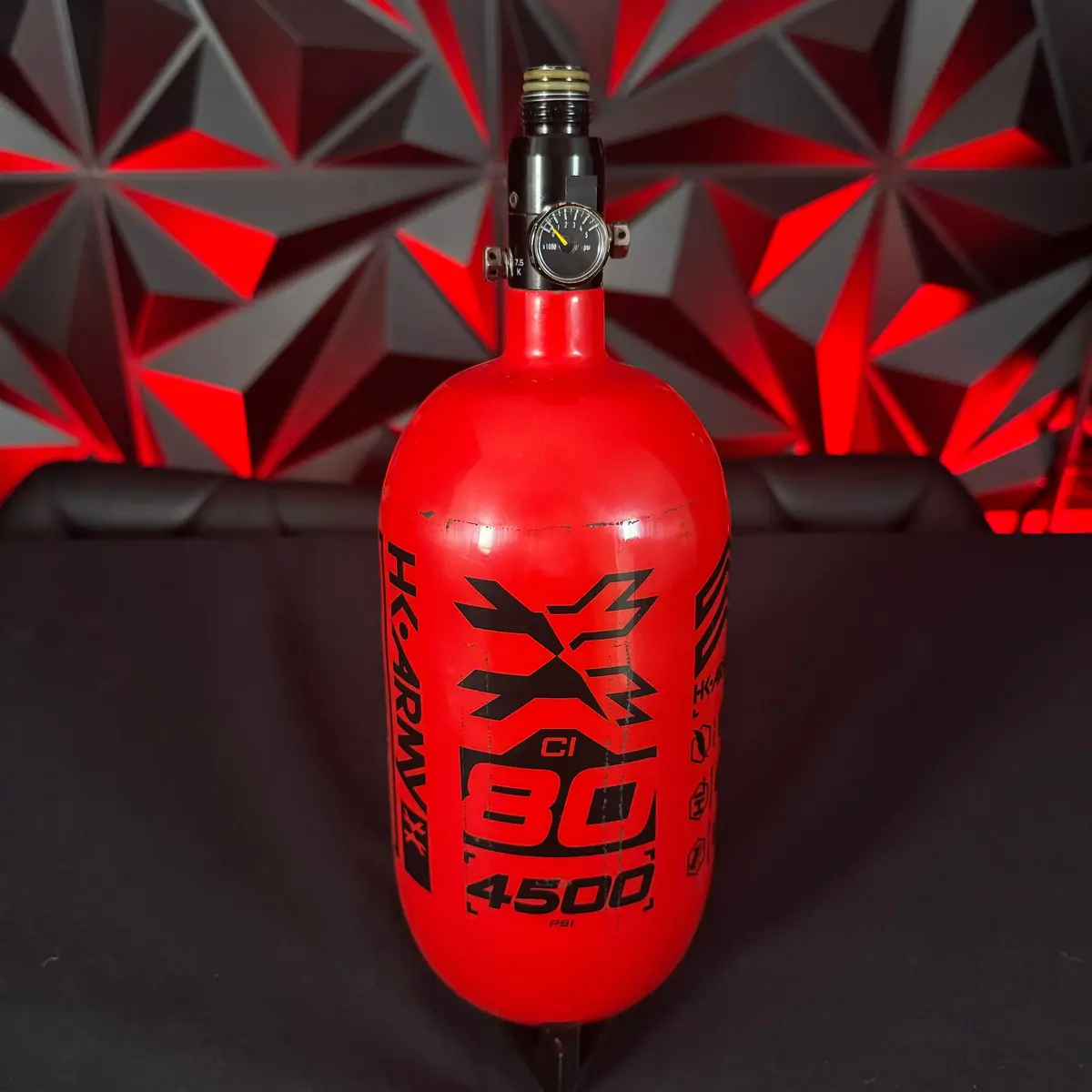 Used Hk Army "Extra Lite" 80/4500 Paintball Tank - Red/Black 1