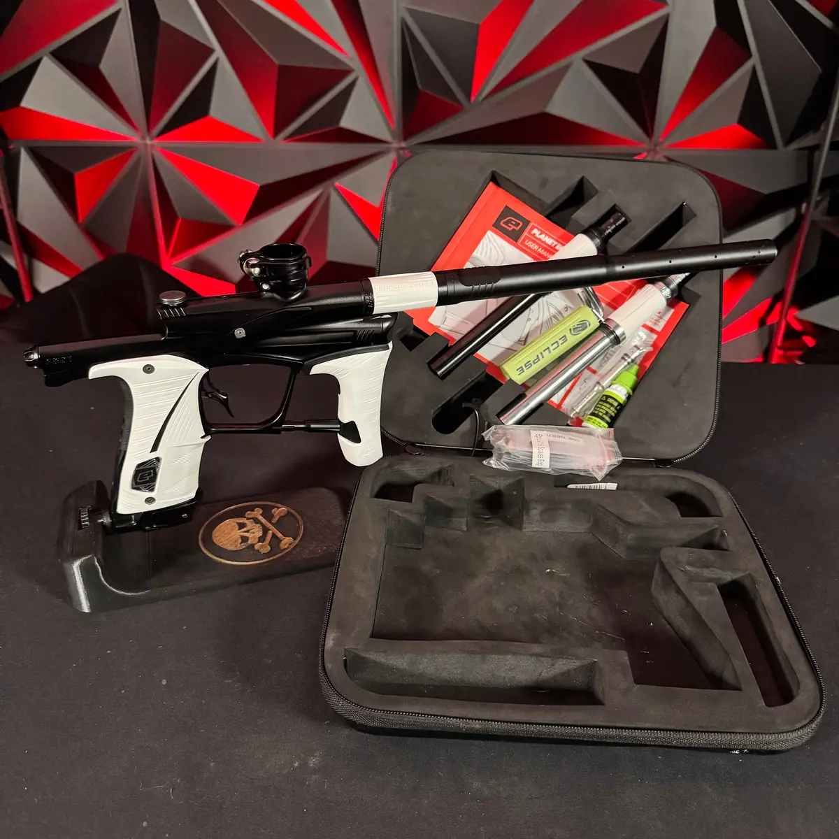 Used Planet Eclipse Lv1.6 Paintball Gun -  Midnight W/ 3 Fl Backs & Infamous Deuce Trigger 1