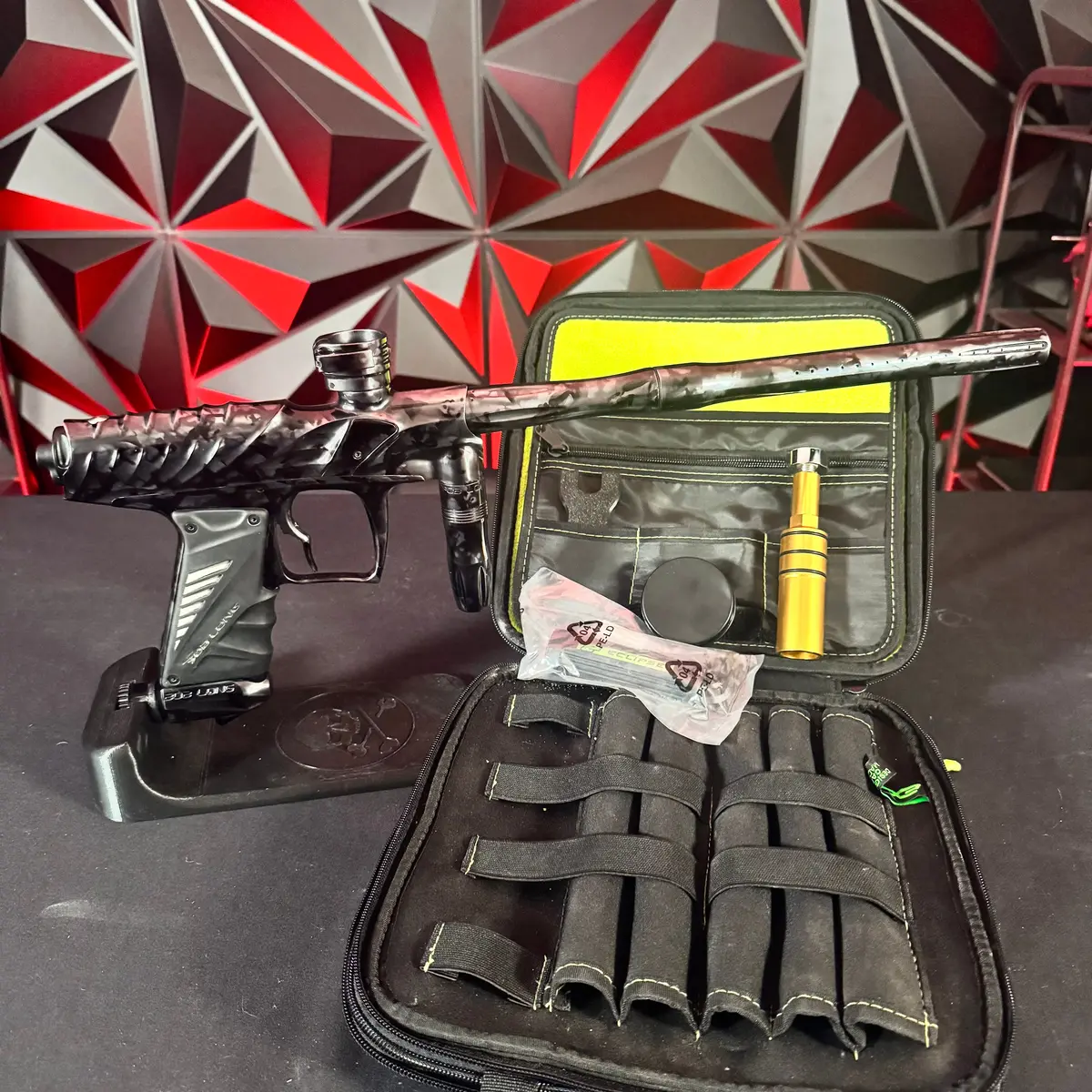 Used Bob Long Insight Paintball Gun - Polished Grey Marble W/Reflex Engine 1