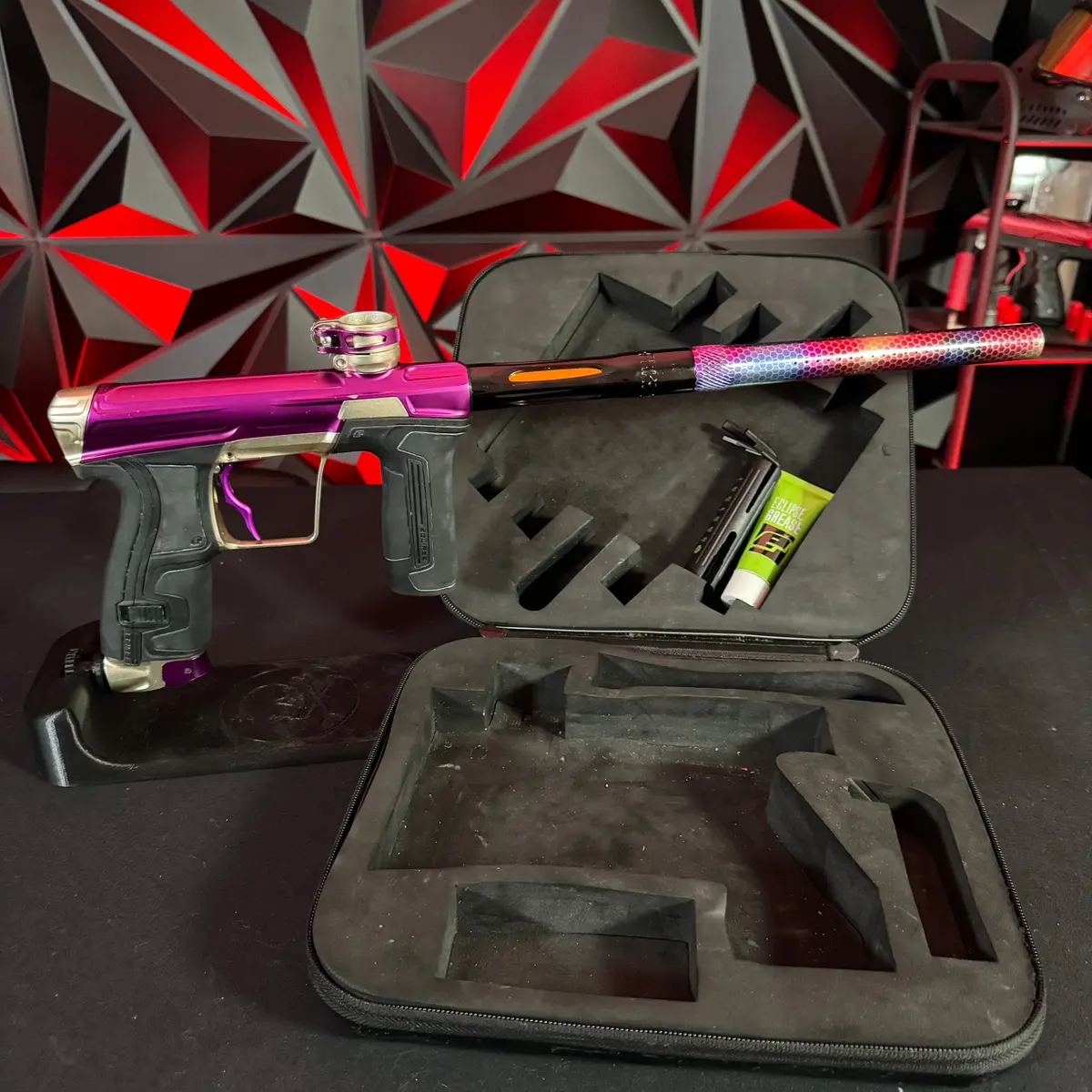 Used Planet Eclipse Cs2 Paintball Gun - Purple/Sandstone W/ Custom Anno Freak Xl Barrel & Deuce Trigger 1