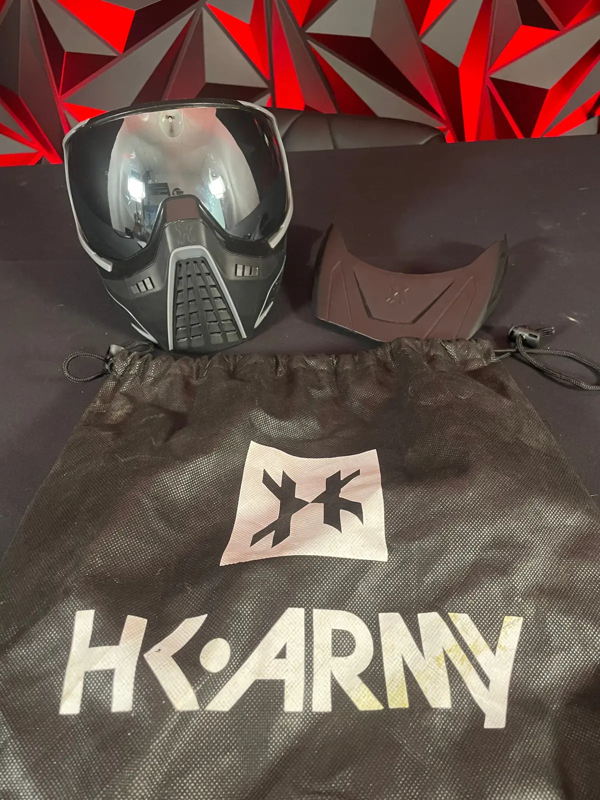 Used Hk Army Klr Paintball Mask - Black/Grey W/ Silver Lens & Pro Pad 1