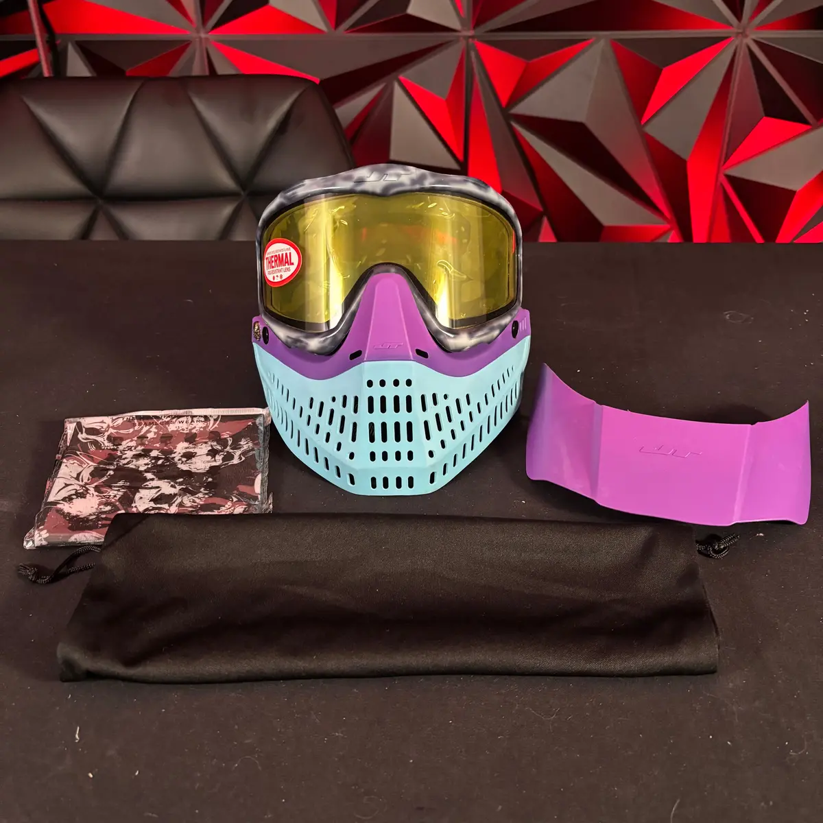 Used Jt Proflex Paintball Mask - Custom # 17 Dark Blue Tie Dye Frame /W Light Blue To Purple Bottoms And Blue Ears *Custom* 1