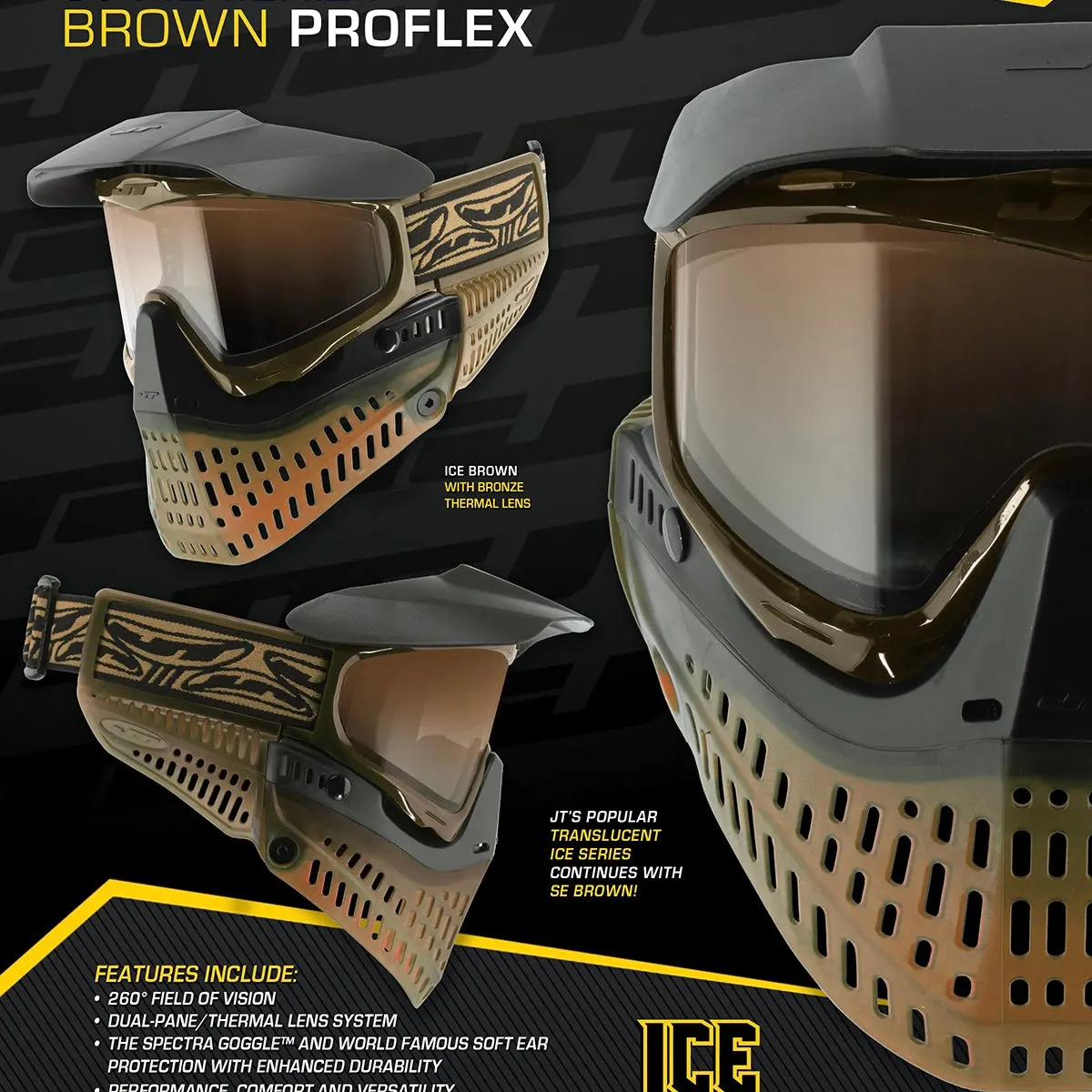 Jt Proflex Paintball Mask - Le Ice Series - Brown 1