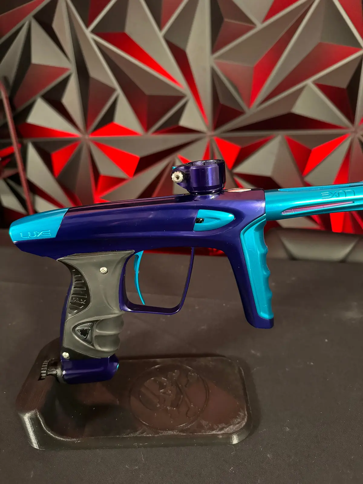 Used Dlx Luxe Ice Paintball Gun - Polished Purple / Polished Teal W/ 5 Freak Inserts 1