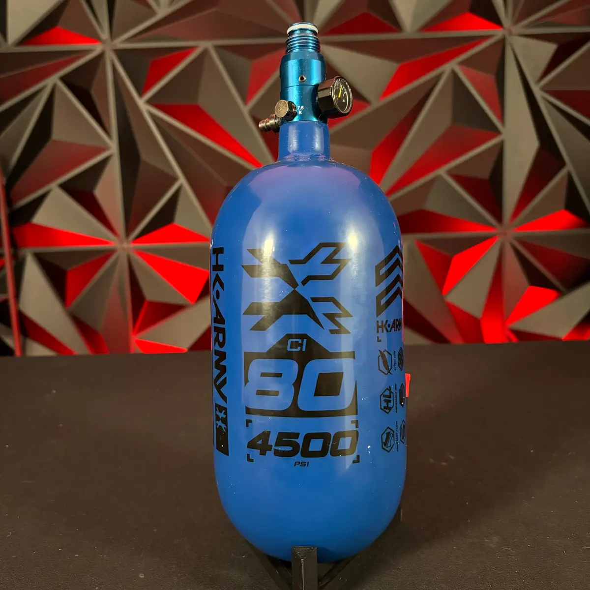 Used Hk Army "Extra Lite" 80/4500 Paintball Tank - Blue/Black W/Blue Standard Hk Regulator 1
