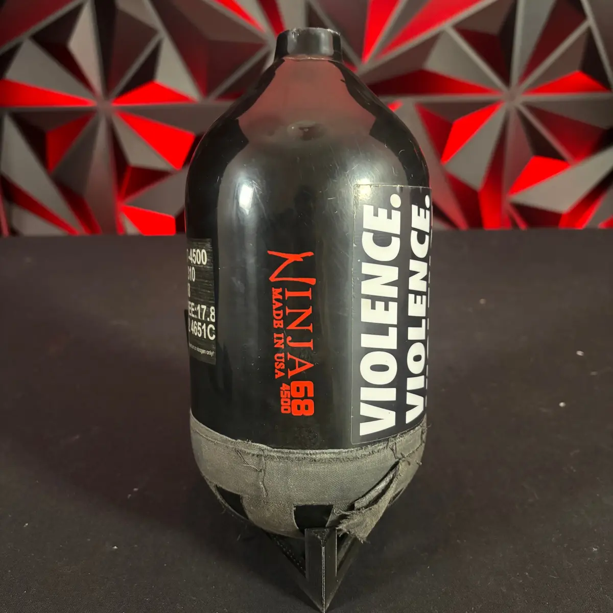 Used Ninja Sl2 68/4500 Paintball Tank- Black/Red **Bottle Only** 1