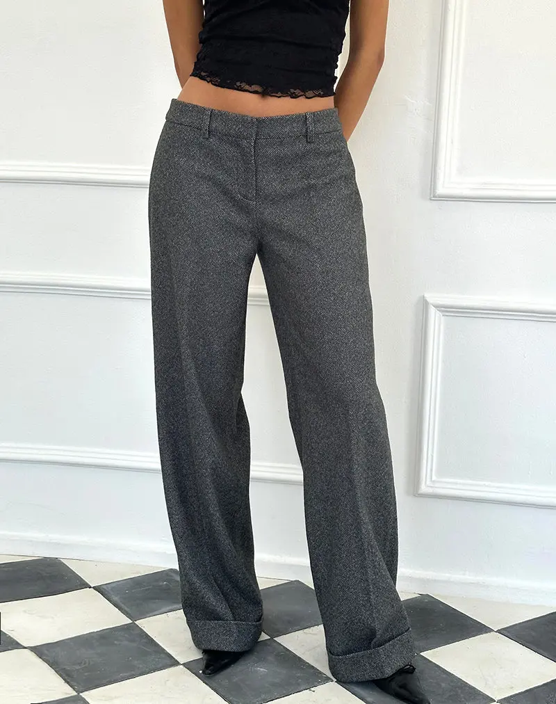 Abdel Faux Wool Tailored Trouser In Charcoal Grey 1