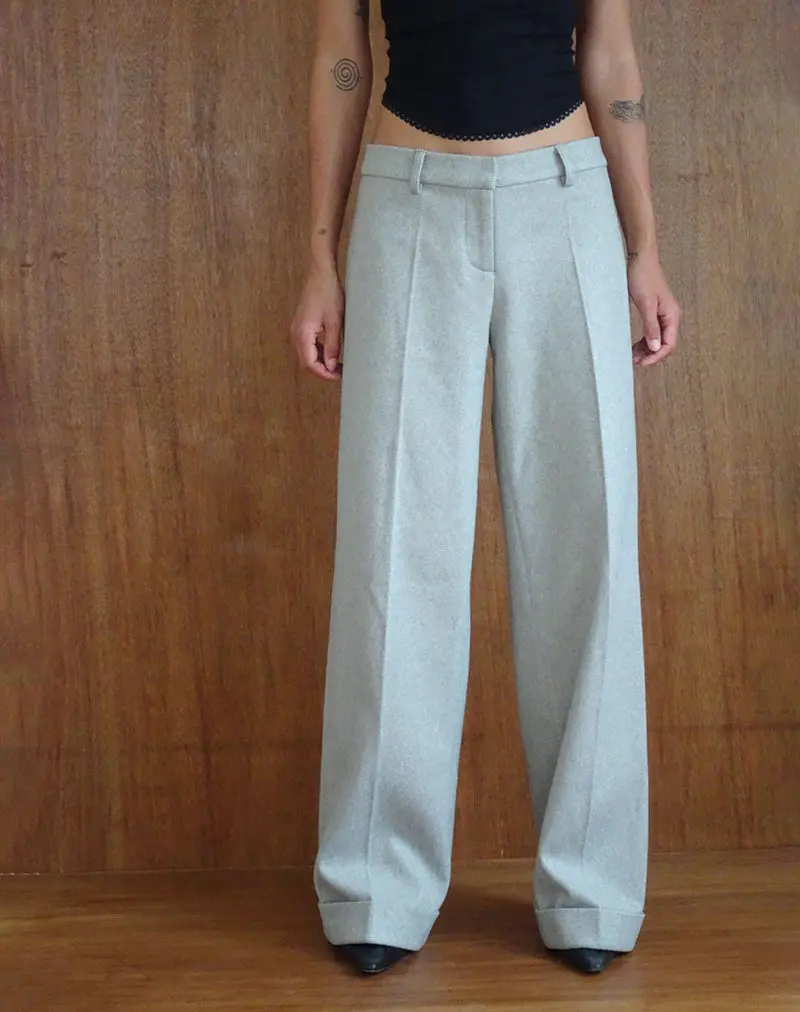 Abdel Faux Wool Tailored Trouser In Grey 1