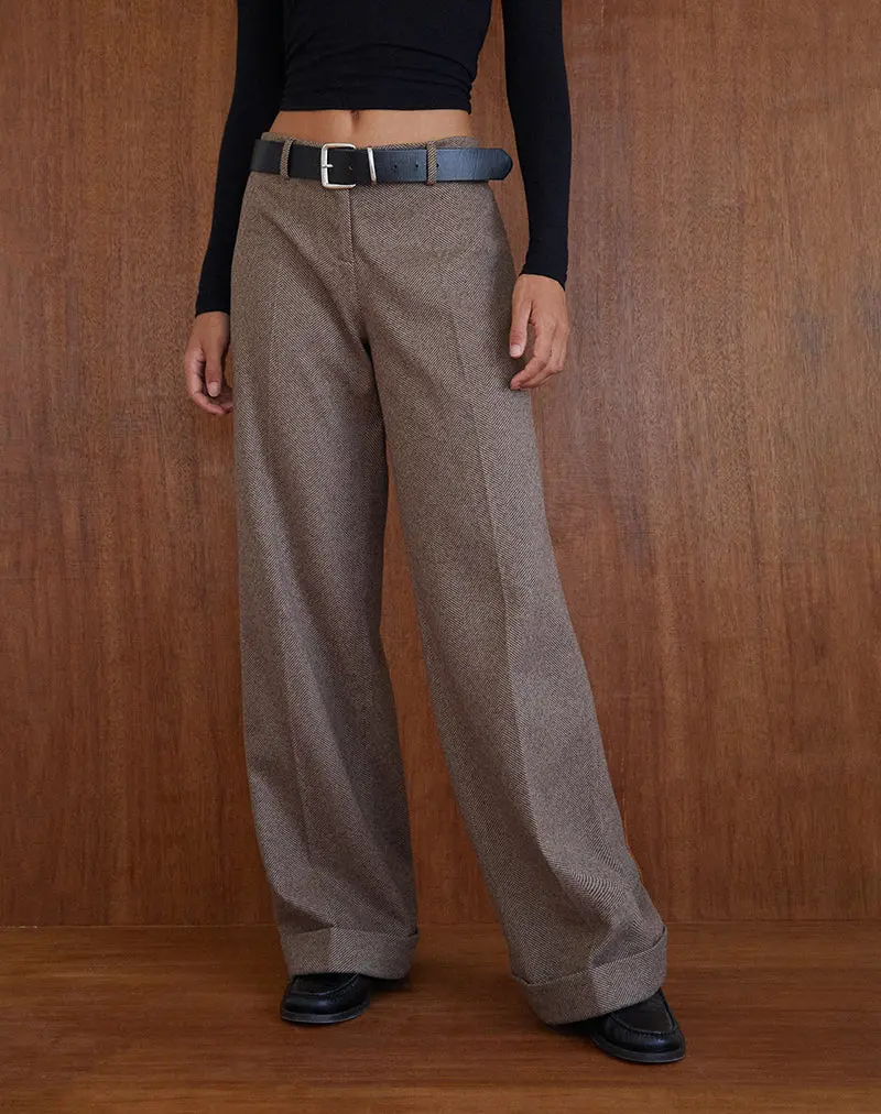 Abdel Faux Wool Tailored Trouser In Walnut 1