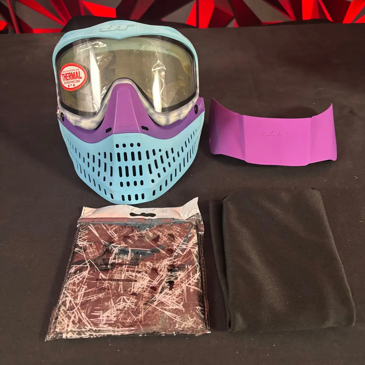 Used Jt Proflex Paintball Mask - Custom #13 Baby Blue To Dark Blue Tie Dye Frame /W Light Blue To Purple Bottoms And Purple Ears *Custom* 1