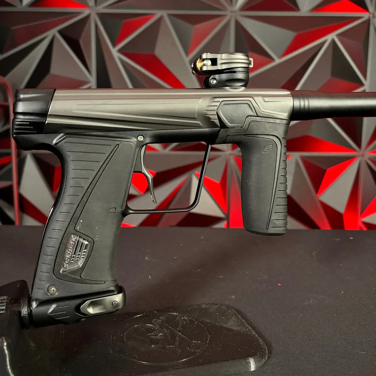 Used Planet Eclipse Gtek 180R Paintball Gun - Charcoal (Grey/Black) W/ Infamous Deuce Trigger & Earth Grip Kit 1