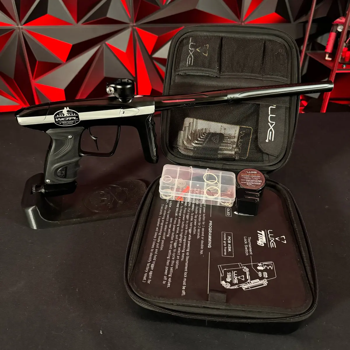 Used Dlx Luxe Tm40 Paintball Gun - Lazer Engraved Wcppl Ten Man Edition (Dust Black / Gloss Black) W/Black Infamous Trigger 1