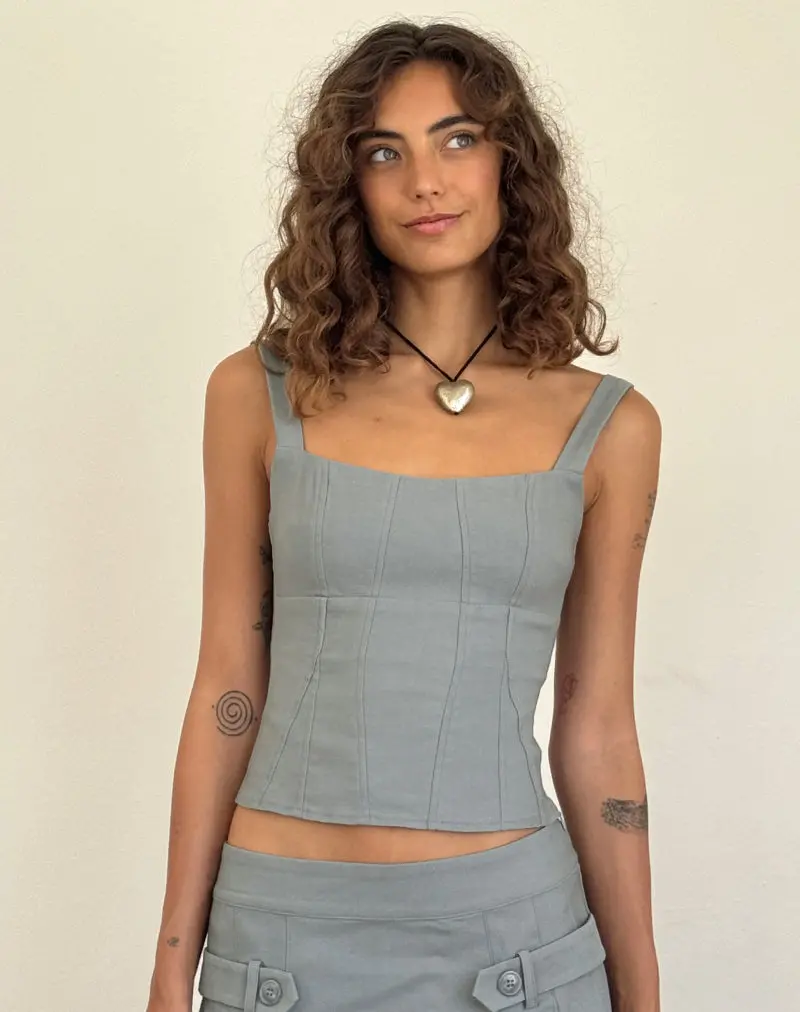 Ailsa Tie Back Top In Grey 1