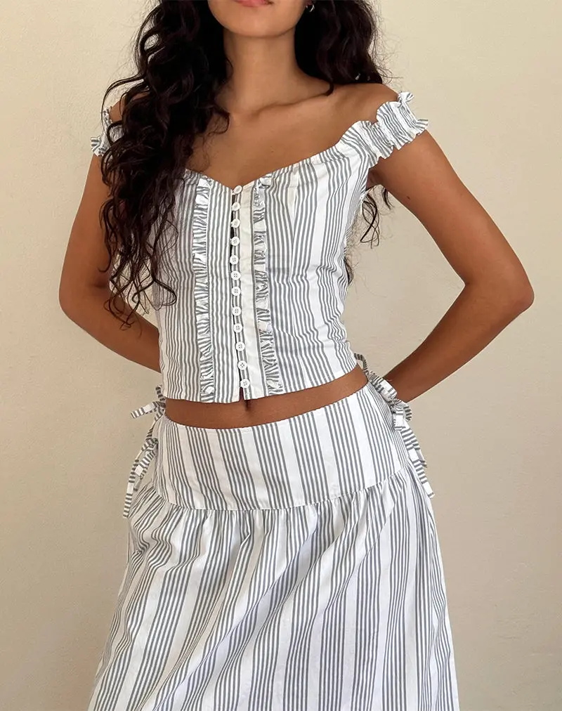 Alderidge Top In Vertical Grey Stripe 1