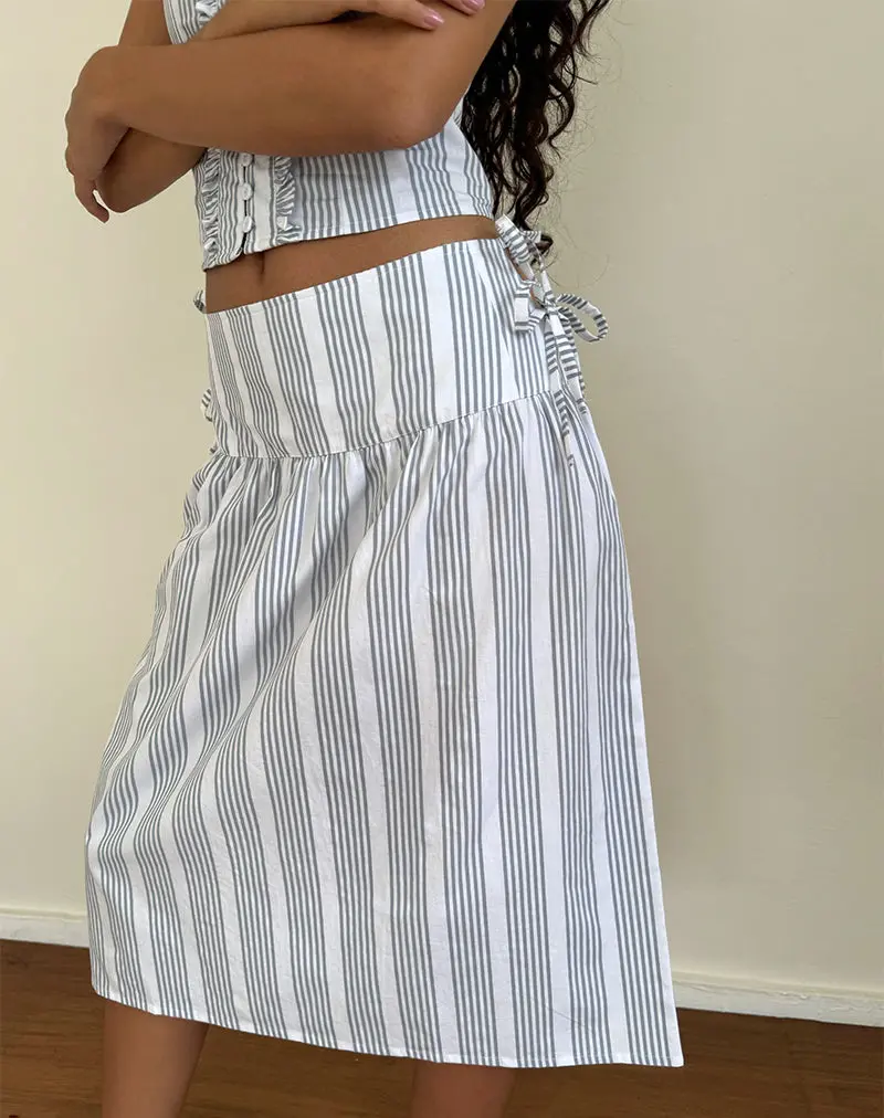 Sasay Midi Skirt In Vertical Grey Stripe 1
