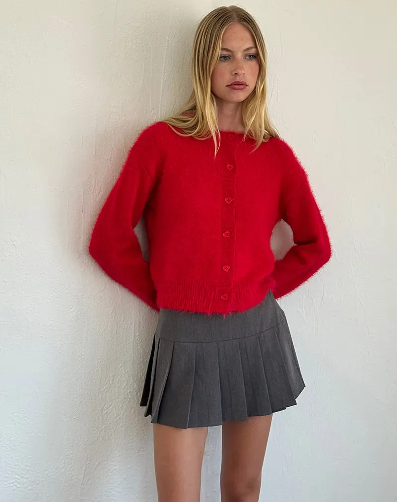 Audrina Cardigan In Fluffy Red 1