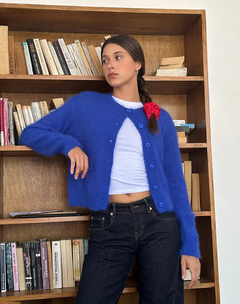 Audrina Cardigan In Fluffy Cobalt Blue 1