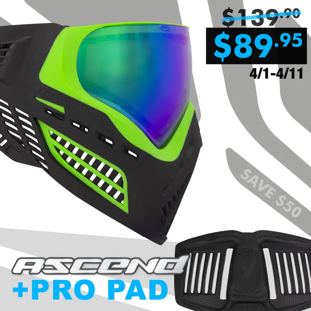 Virtue Vio Ascend Paintball Mask - Lime Emerald W/ Free Pro Pad! 1