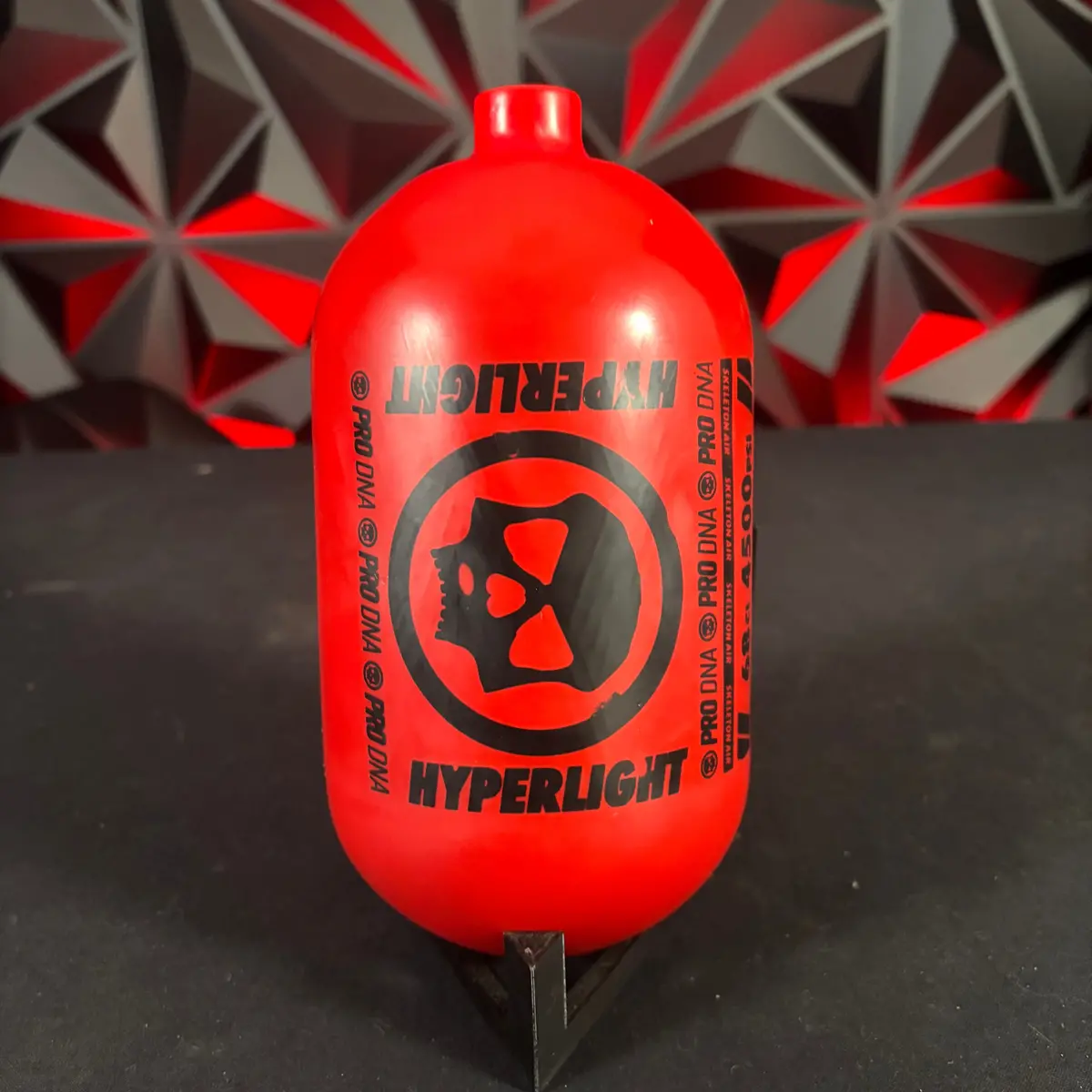 Used Infamous "Skeleton Air" Hyperlight 68/4500 Paintball Tank - Red/Black 1