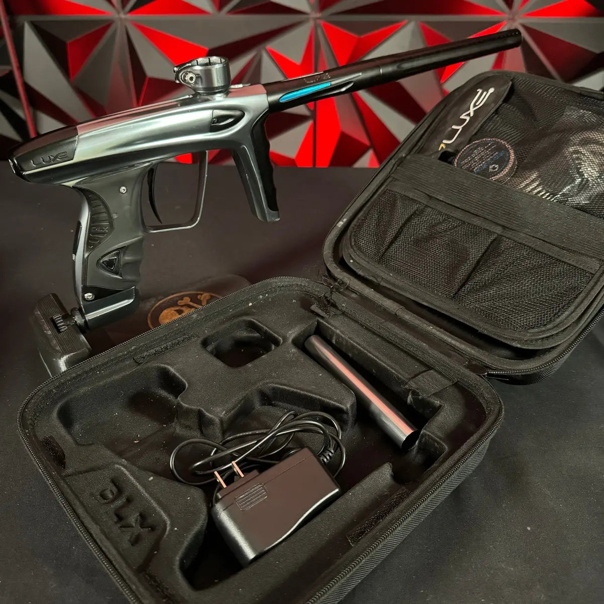 Used Dlx Luxe Ice Paintball Gun - Polished Pewter W/ Dust Black Freak Barrel 1