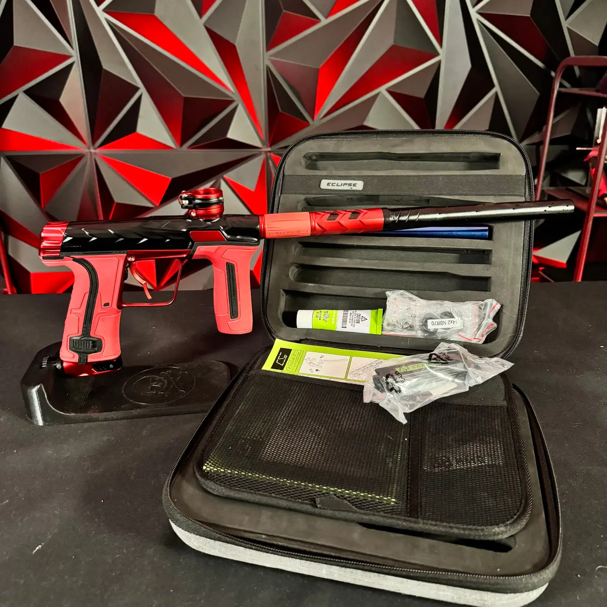 Used Hk Army/Planet Eclipse Cs3 Fossil Paintball Gun - Black/Red W/Infamous Deuce Trigger 1
