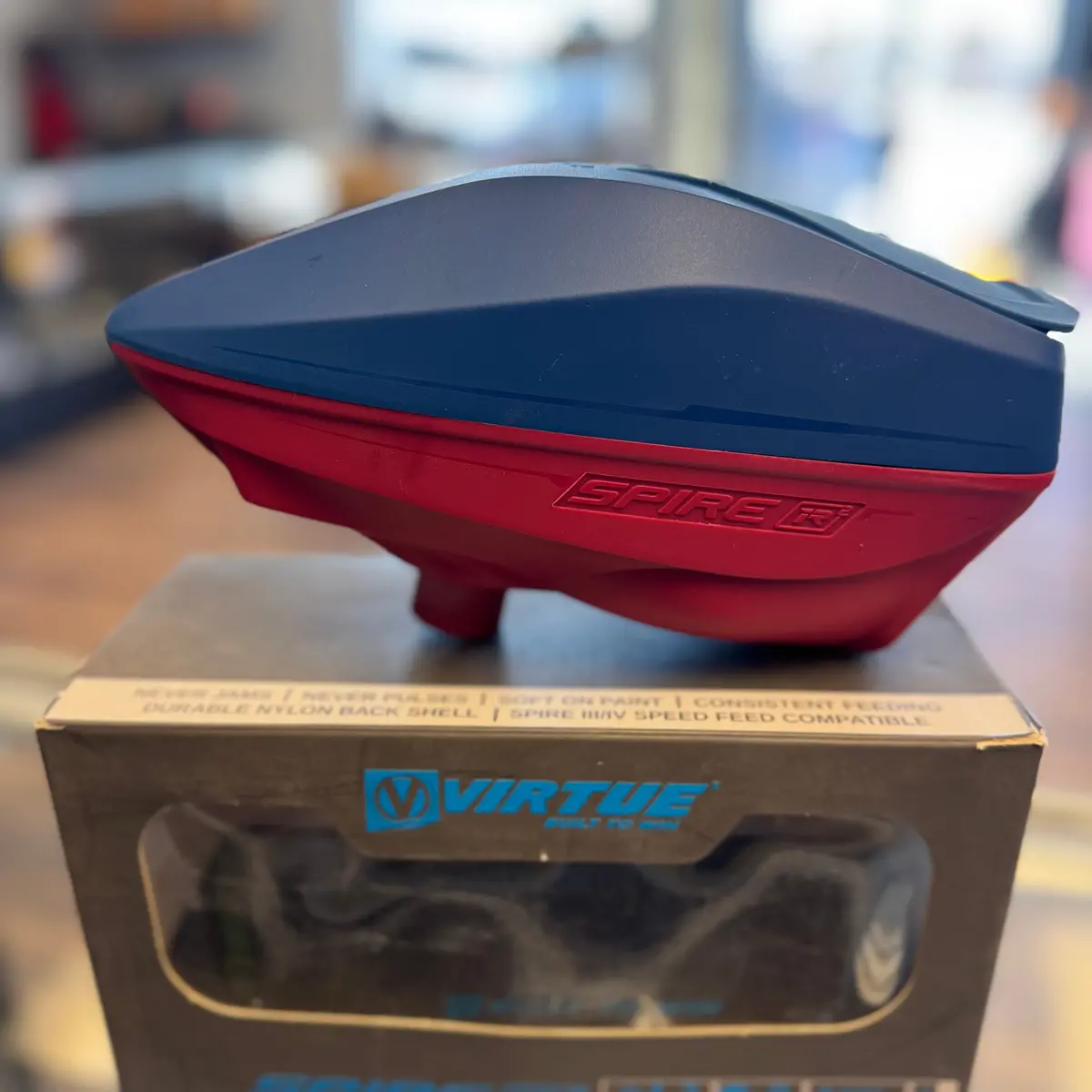Virtue Spire Ir2 Paintball Loader - Blue Top Shell/Red Bottom Shell 1