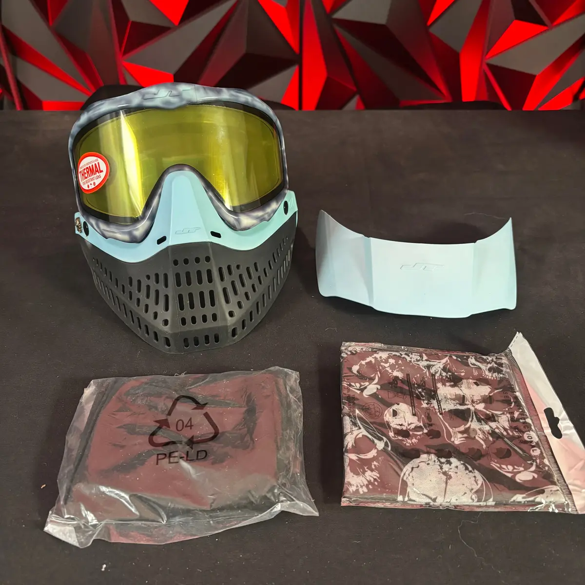 Used Jt Proflex Paintball Mask - Custom # 15 Dark Blue Tie Dye Frame /W Black To Light Blue Bottoms And Blue Ears *Custom* 1