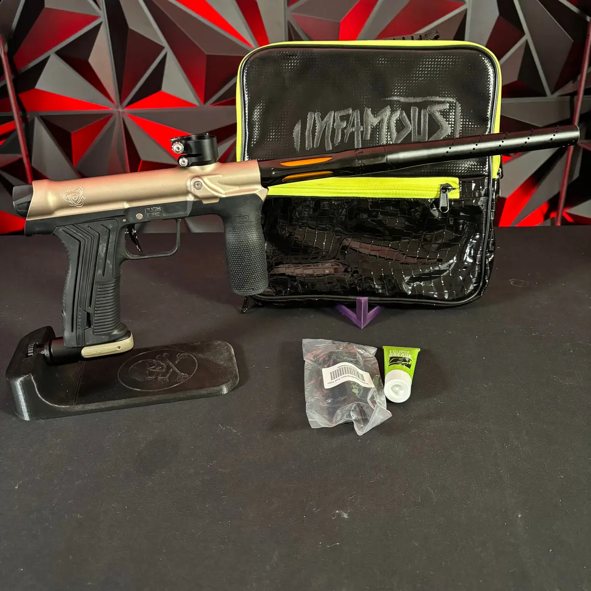 Used Planet Eclipse/Inception Design Fle  Emek 100 Paintball Gun - Standstone/Black - Fang Trigger 1