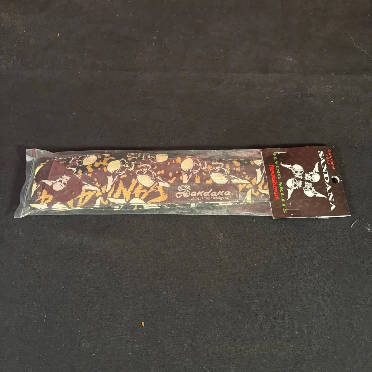 Used Sandana Headband - Yellow/Black Skulls 1