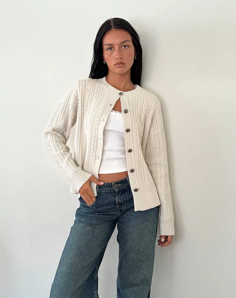 Bavana Cardigan In Ivory 1
