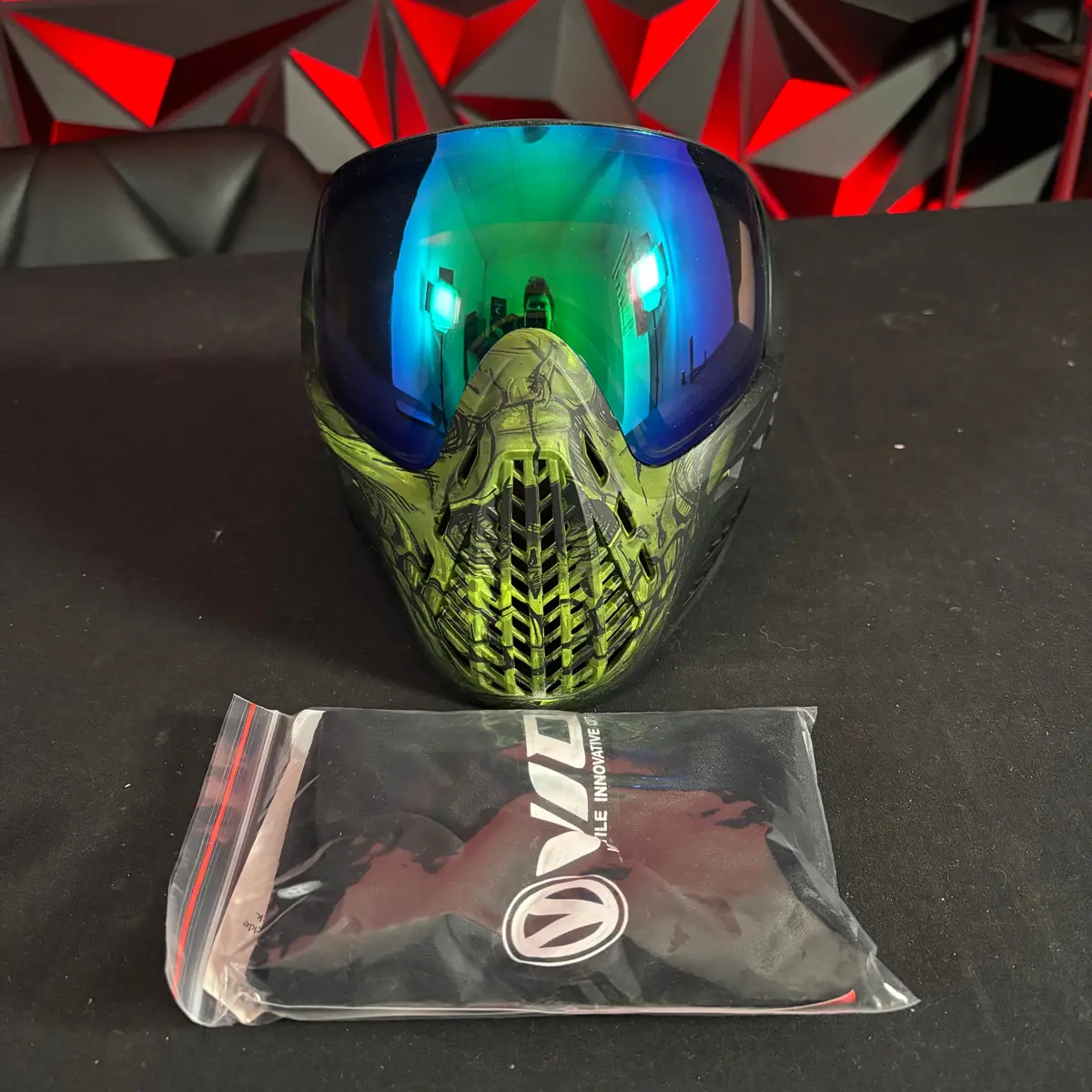 Used *Display* Virtue Vio Ascend Paintball Mask - Acid Skull 1