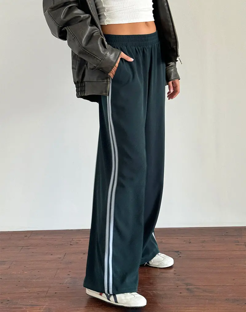 Bennett Trouser In Forest With Blue Stripe 1