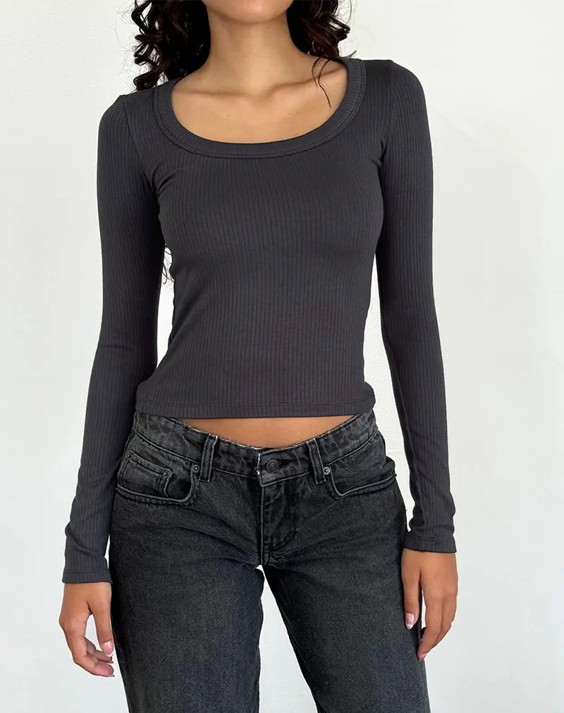 Binlo Extra Long Sleeve Top In Black Forest 1