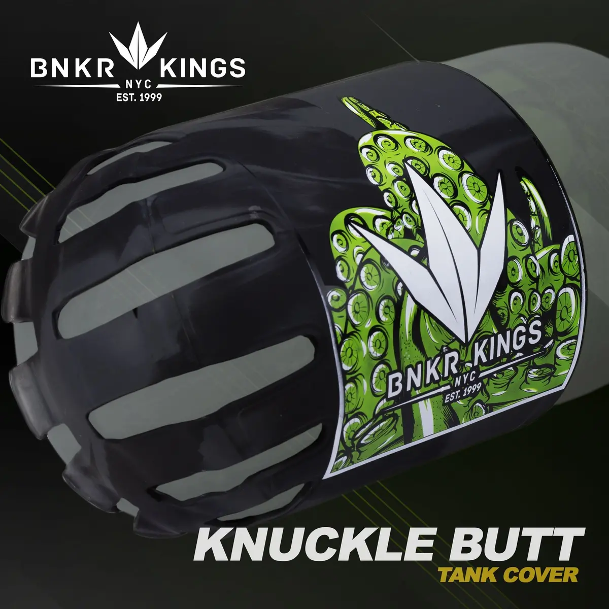 Bnkr Bunker Kings Knuckle Butt Paintball Tank Cover - Tentacles - Black 1