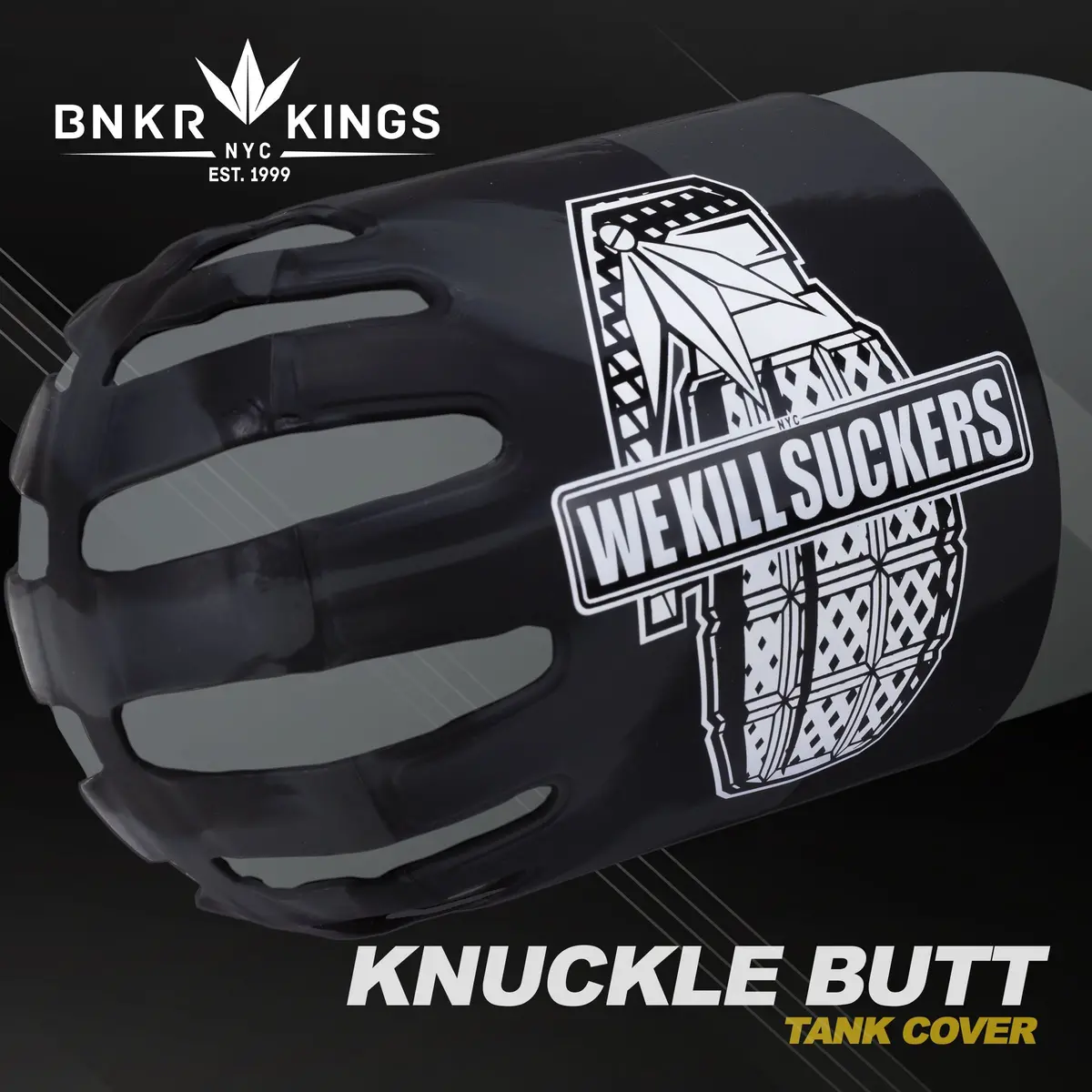 Bnkr Bunker Kings Knuckle Butt Paintball Tank Cover - Wks Grenade - Black 1
