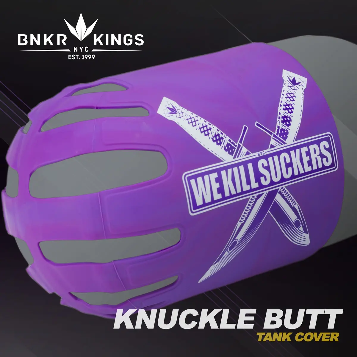 Bnkr Bunker Kings Knuckle Butt Paintball Tank Cover - Wks Knife - Purple 1