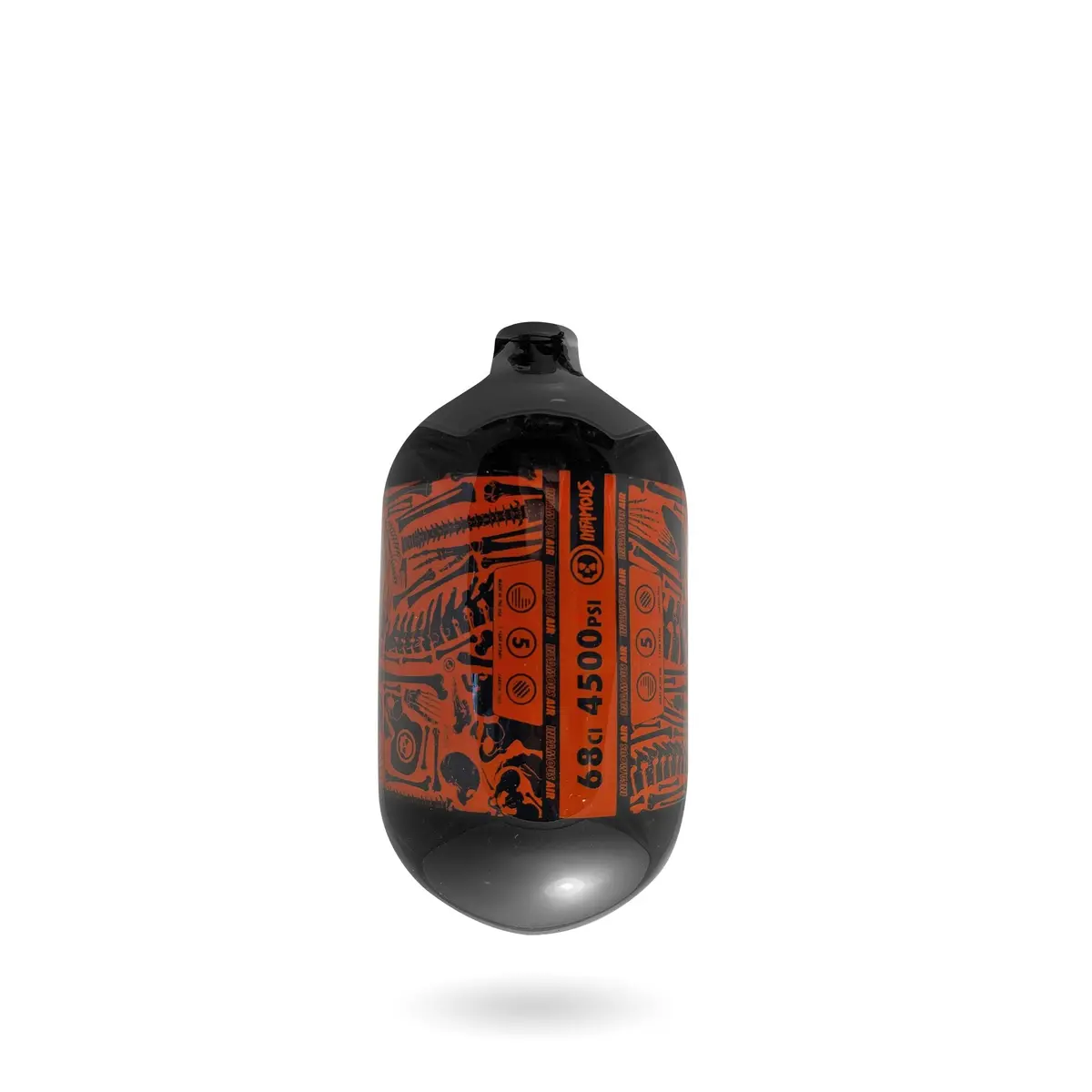 Infamous Air "Bones" Paintball Tank - Bottle Only - Black/Orange - 68Ci / 4500Psi 1