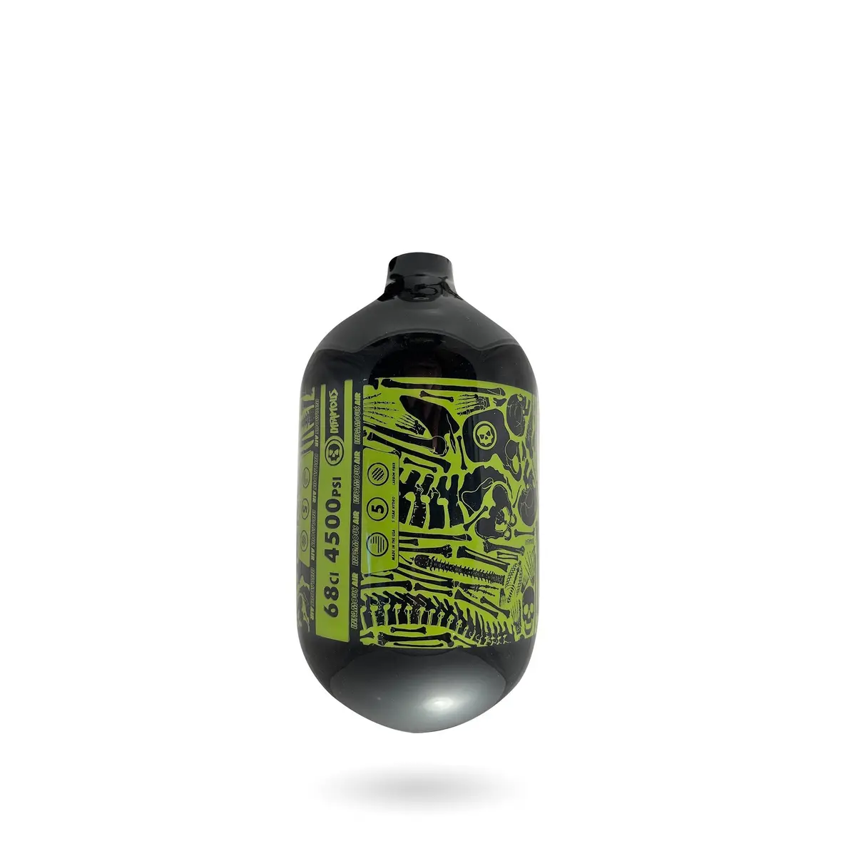 Infamous Air "Bones" Paintball Tank - Bottle Only - Black/Volt - 68Ci / 4500Psi 1