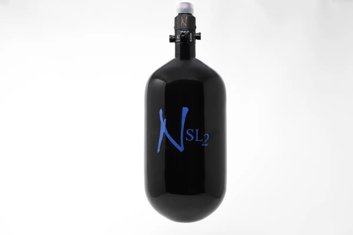Ninja Sl2 77/4500 Carbon Fiber Paintball Tank - Black/Blue - Adjustable Standard Regulator 1