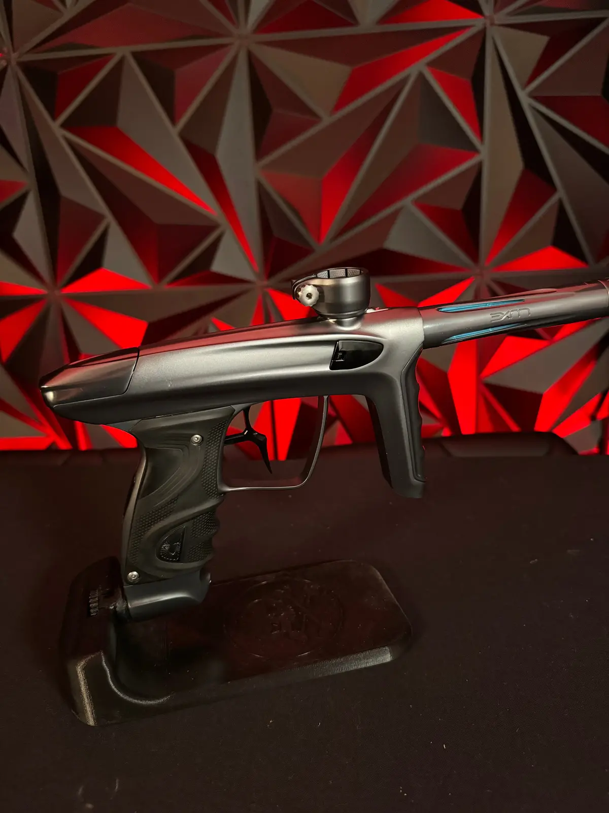 Used Dlx Tm40 Paintball Gun - Polished Pewter/Dust Pewter W/Infamous Deuce Trigger  *Right Side Eye Cover Is Polished Black* 1