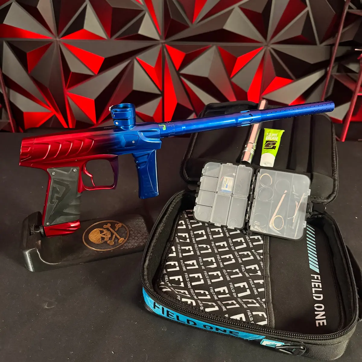Used Field One Force Paintball Gun - Red/Blue Polished Fade W/ V2 Upgrades 1