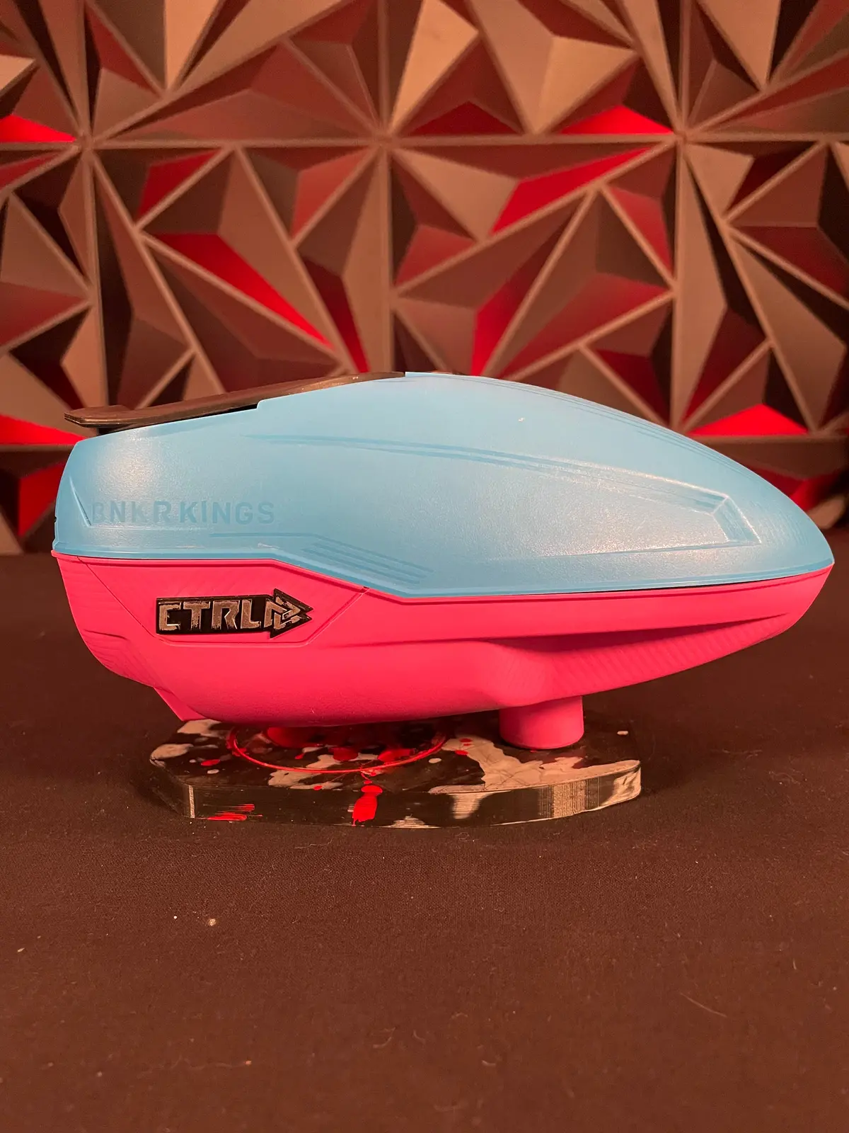 Used Bunkerkings Ctrl Paintball Loader - Blue/Pink W/Ramps & Rain Lid 1