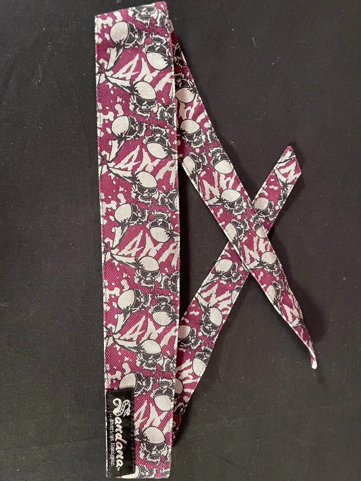 Used Sandana "Flying Skulls" Headband - Purple/Grey 1
